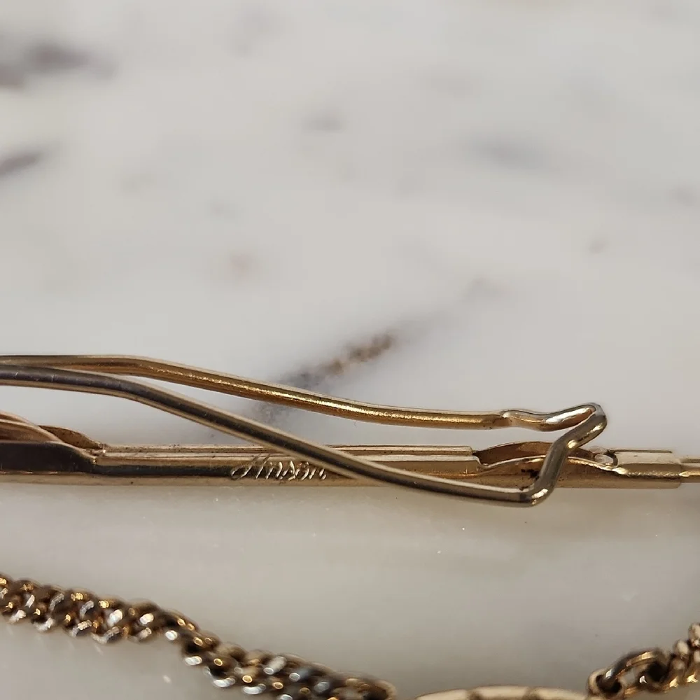 Gold-Tone Men’s Cufflink Tie Bar Set - Classic Gold Finish